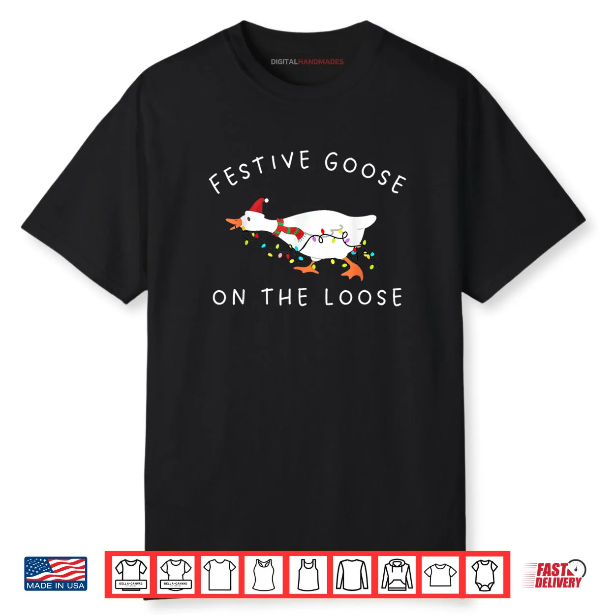 Festive Goose on The Loose Christmas Retro Shirt