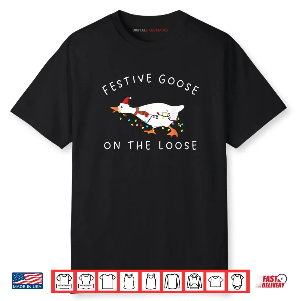 Festive Goose on The Loose Christmas Retro Shirt