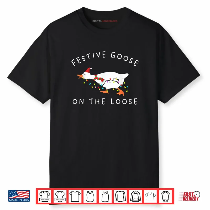 Festive Goose on The Loose Christmas Retro Shirt