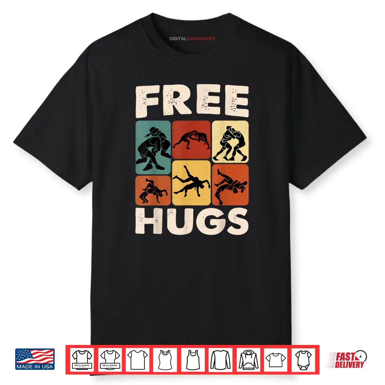 Free Hugs Wrestling Graphic Gift Shirt