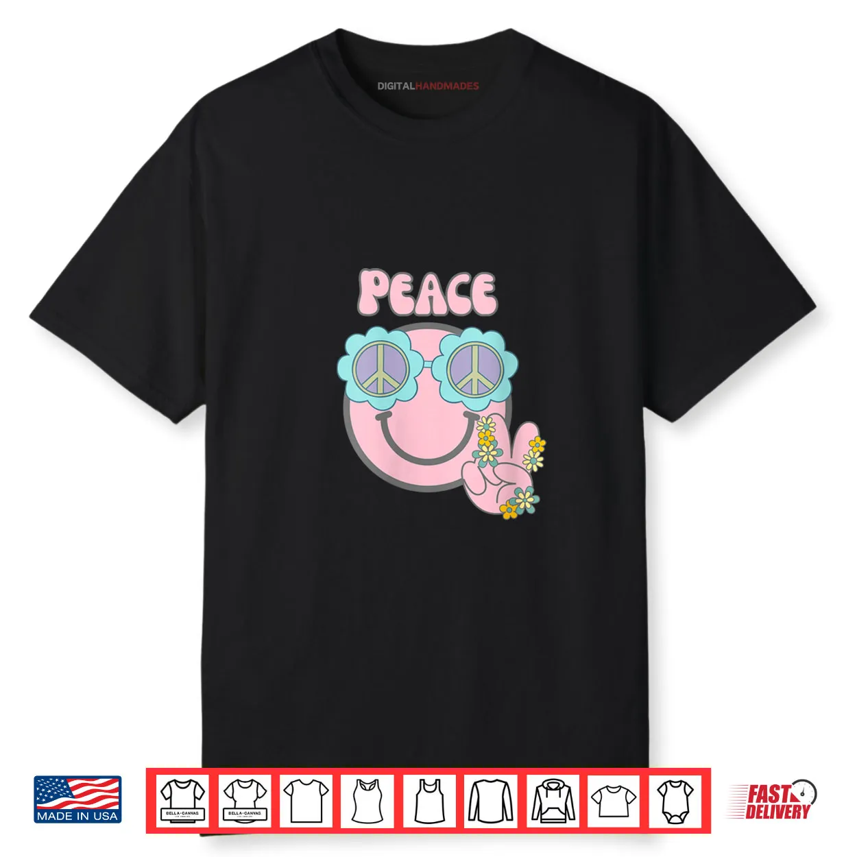Youth Peace Out Smile Pink Face Shirt