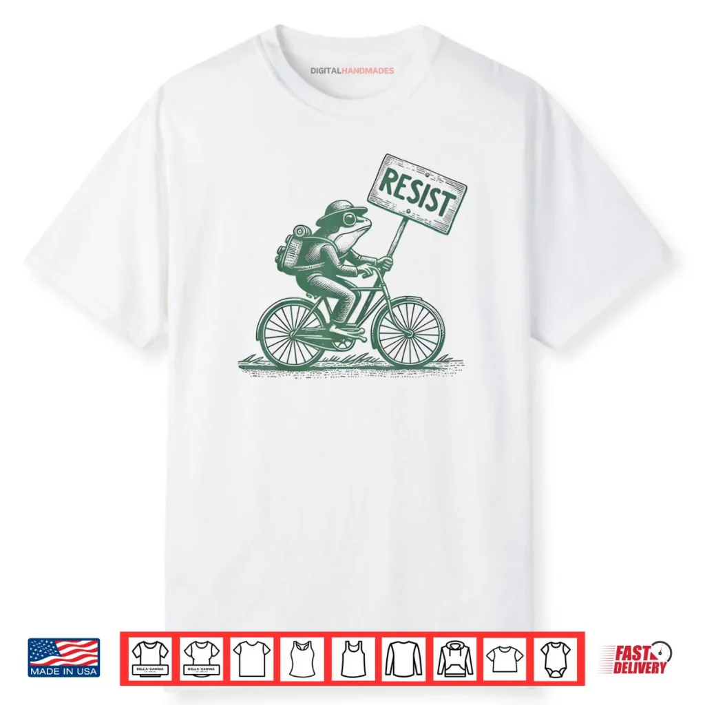 Frog On Bike Resist Portland Frog Protest Shirt 1 Frog On Bike Resist Portland Frog Protest Shirt