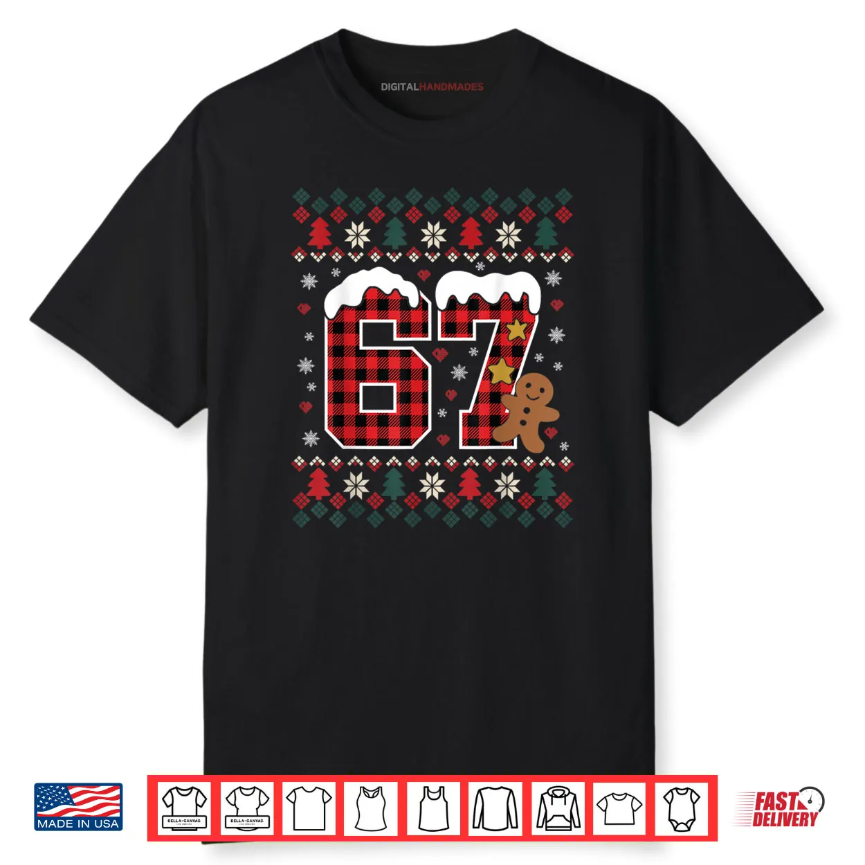 Funny 67 Christmas Pajamas Shirt Six Seven Meme Brainrot Shirt