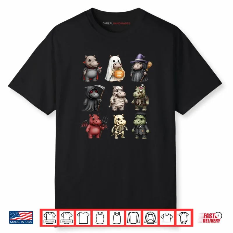 Funny Hippo Ghost Witch Zombie Halloween Costume Shirt