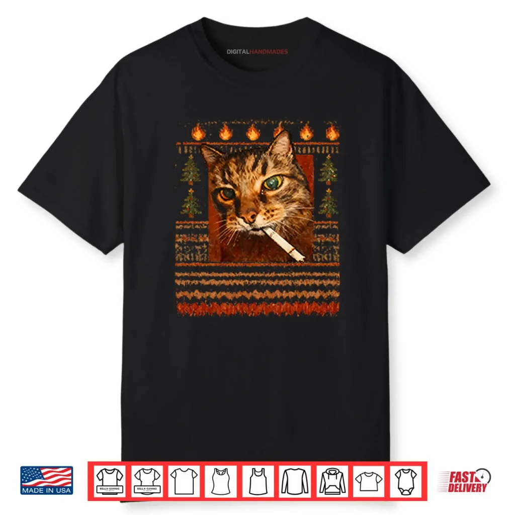 Funny Smoking Cat Meme Christmas Shirt 1 Funny Smoking Cat Meme Christmas Shirt