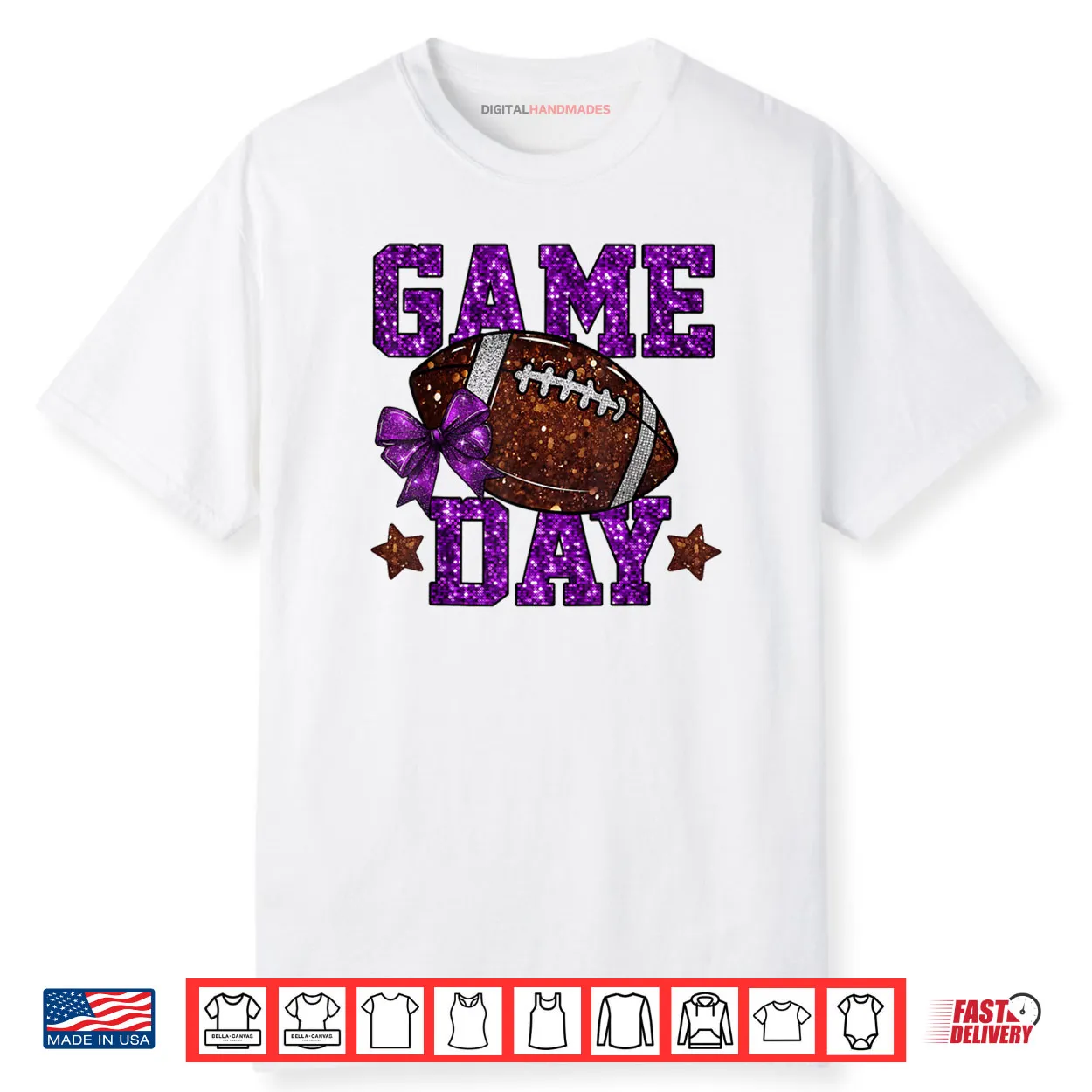Game Day Touchdown Football Mom Girls Go Cheer Purple Shirt