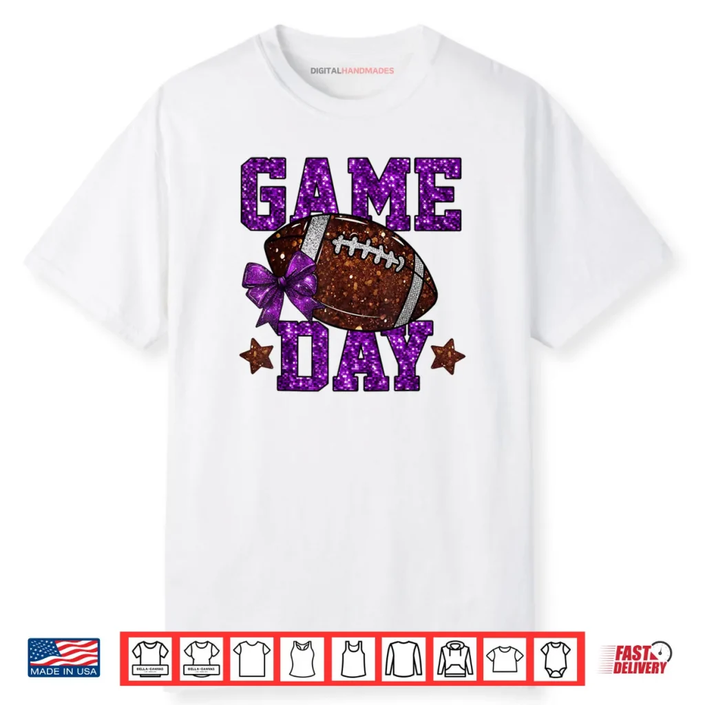 Game Day Touchdown Football Mom Girls Go Cheer Purple Shirt