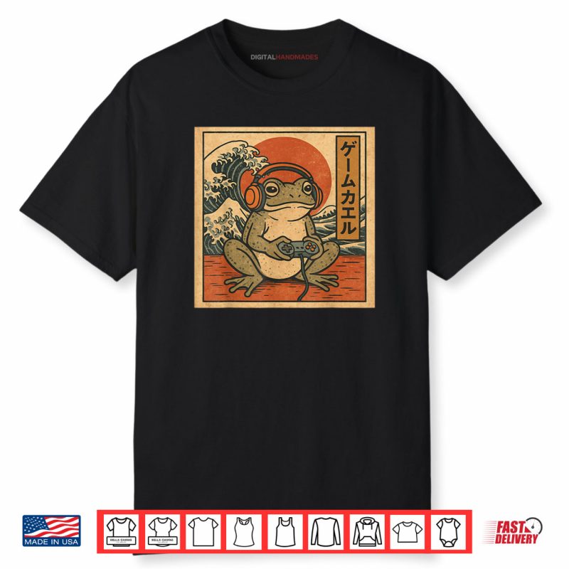 Gaming Frog Art Ukiyo e Japanese Gamer Anime Shirt