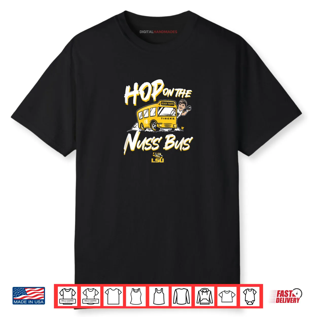 Garrett Nussmeier Hop on The Nuss Bus LSU Football Nil Shirt