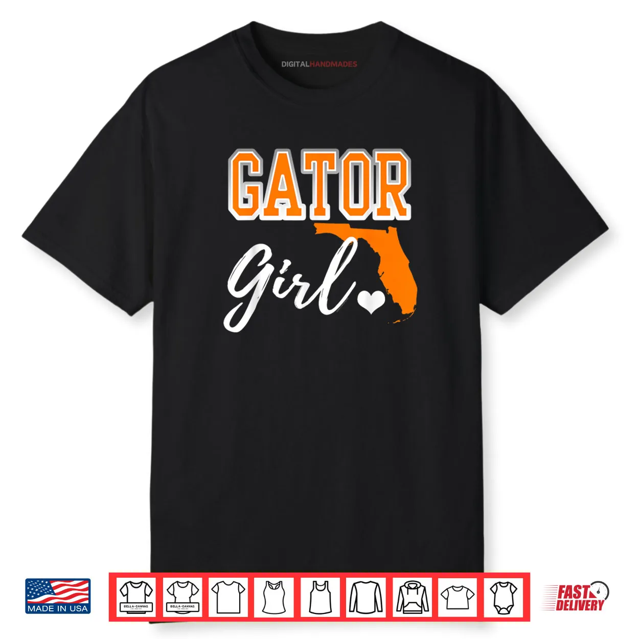 Gator Girl Florida Heart Map Shape Souvenir Gift Shirt