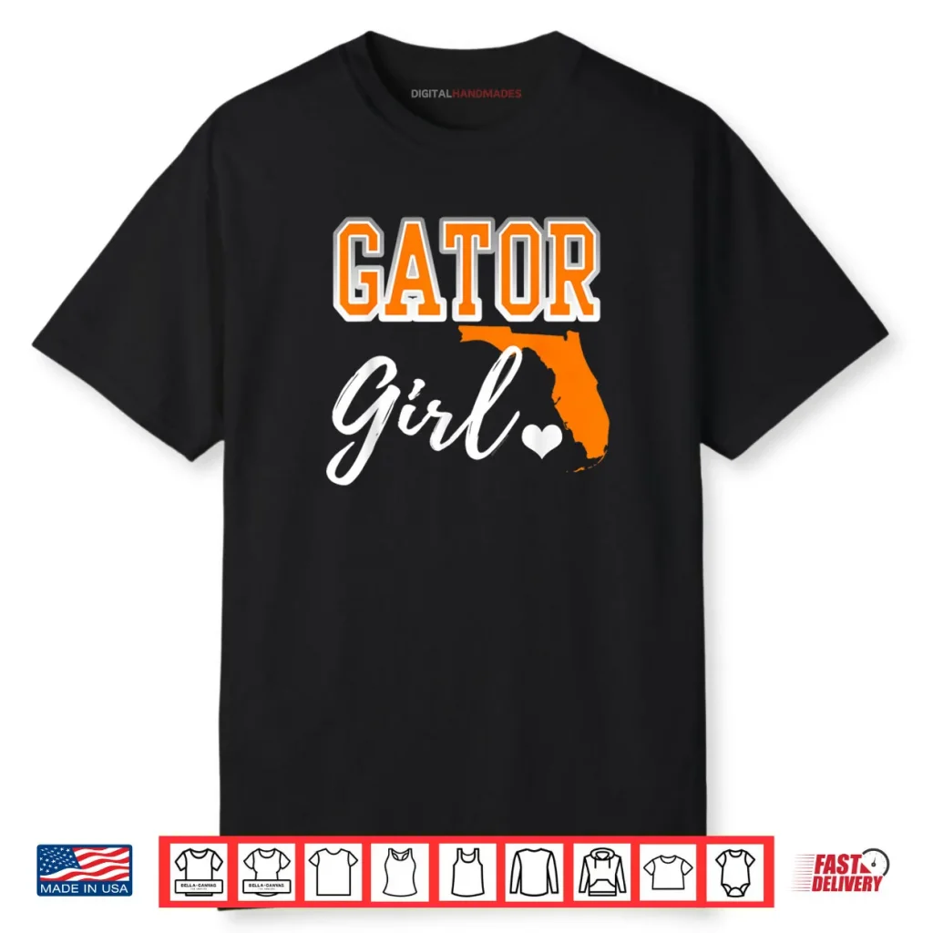 Gator Girl Florida Heart Map Shape Souvenir Shirt 1 Gator Girl Florida Heart Map Shape Souvenir Shirt