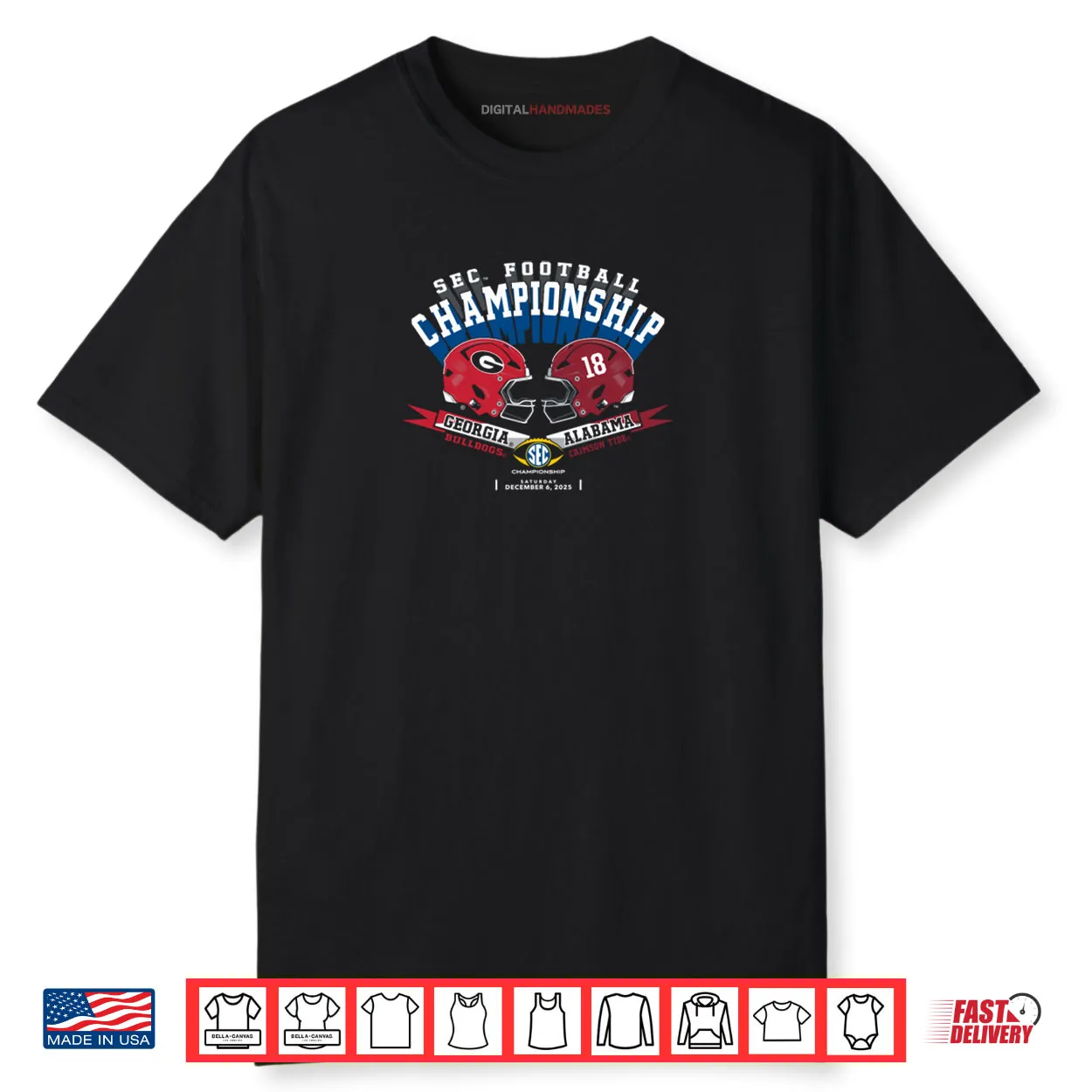 Georgia vs Alabama SEC Champsionship 2025 Football Black Shirt
