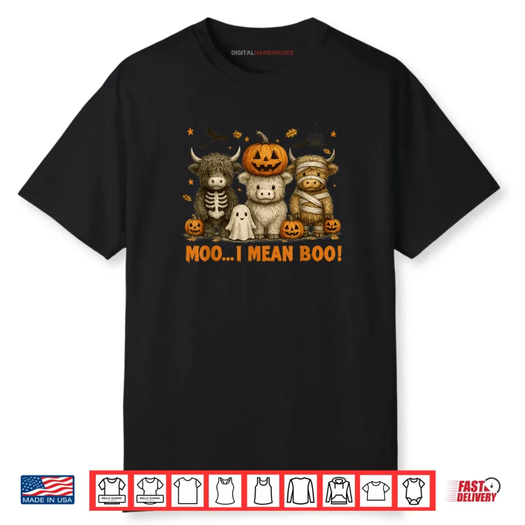 Ghost Cow Moo I Mean Boo Halloween Outfit Funny Cow Lover Shirt