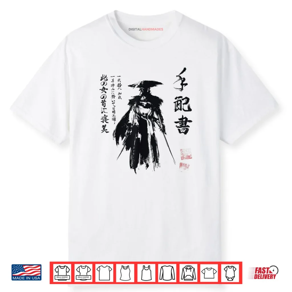 Ghost of Yotei Atsu Sketch Distressed Wanted Poster Shirt 1 Ghost of Yotei Atsu Sketch Distressed Wanted Poster Shirt