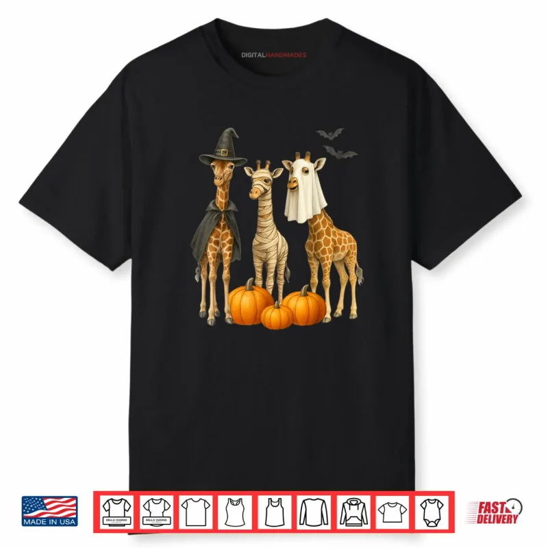 Giraffe Boo Mummy Witch Halloween Giraffe Pumpkin Shirt