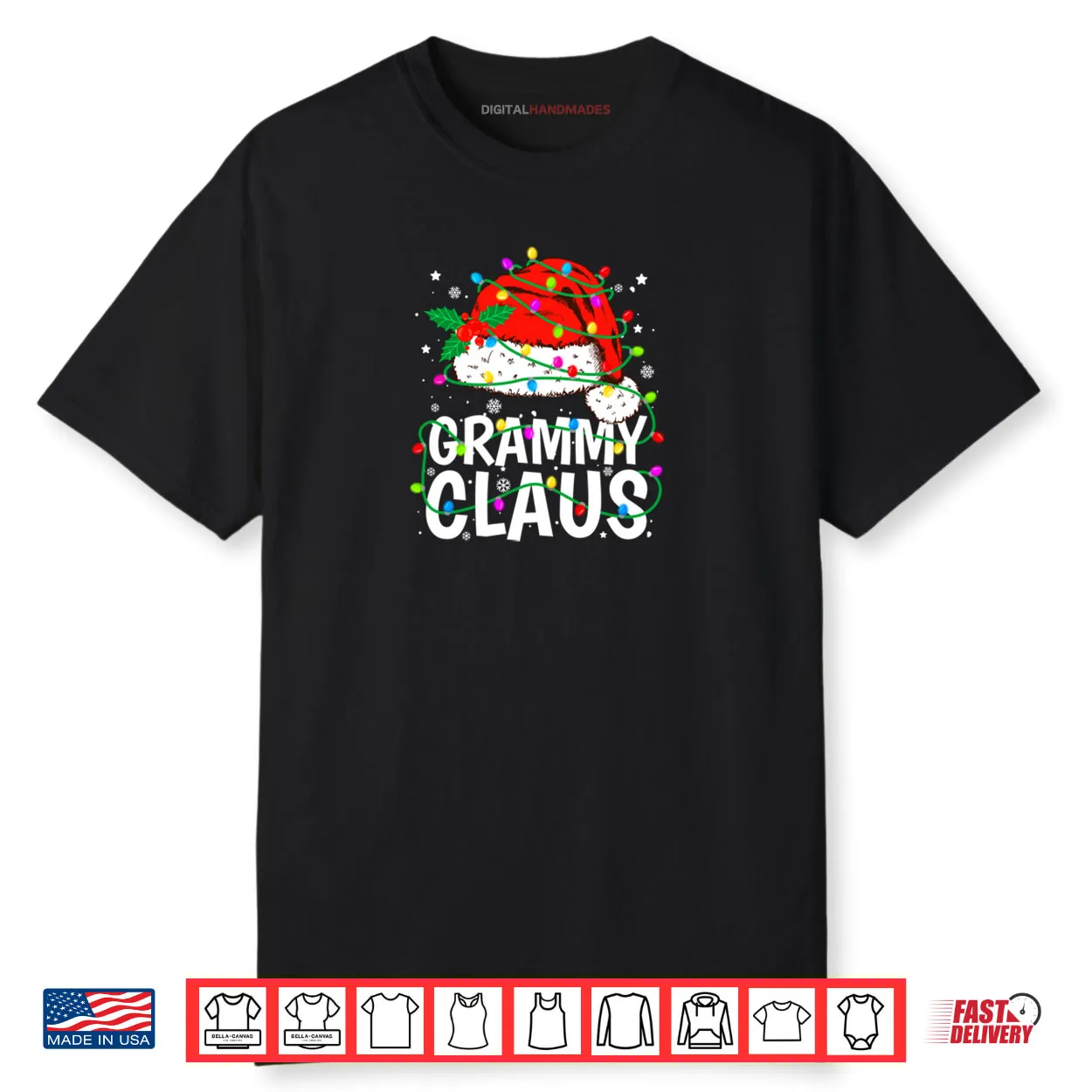 Grammy Claus Christmas Lights Pajama Family Matching Shirt