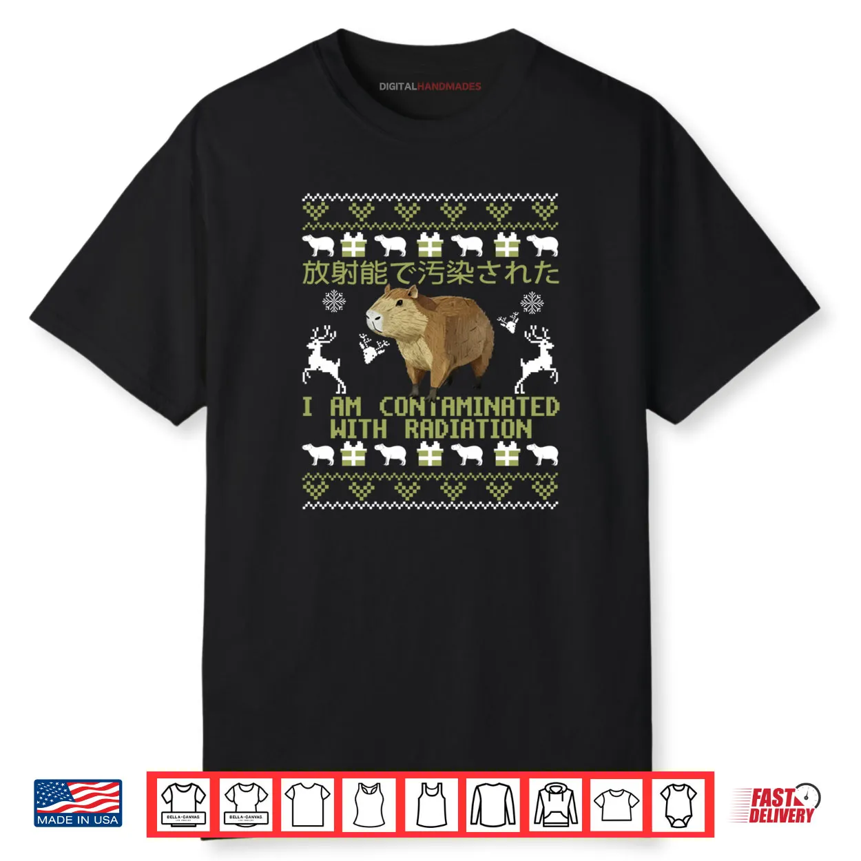 Green Capybara Contaminated by Radiation Ugly Xmas Sweaters Shirt