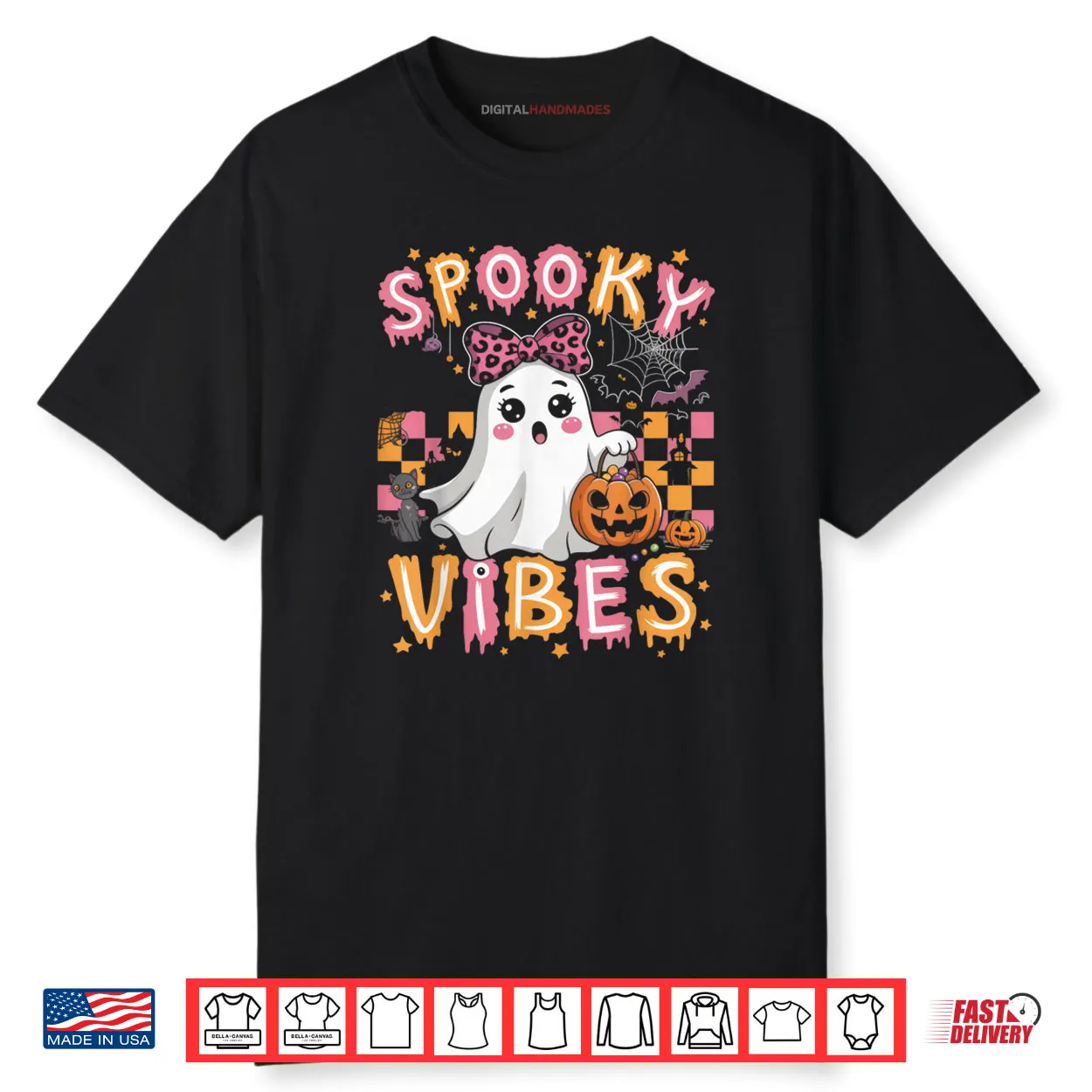 Groovy Spooky Vibes Cute Boo Ghost Halloween Costumes Girls Shirt