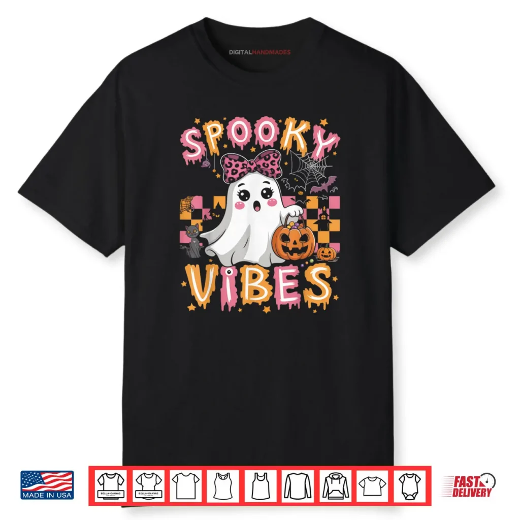 Groovy Spooky Vibes Cute Boo Ghost Halloween Costumes Girls Shirt 1 Groovy Spooky Vibes Cute Boo Ghost Halloween Costumes Girls Shirt