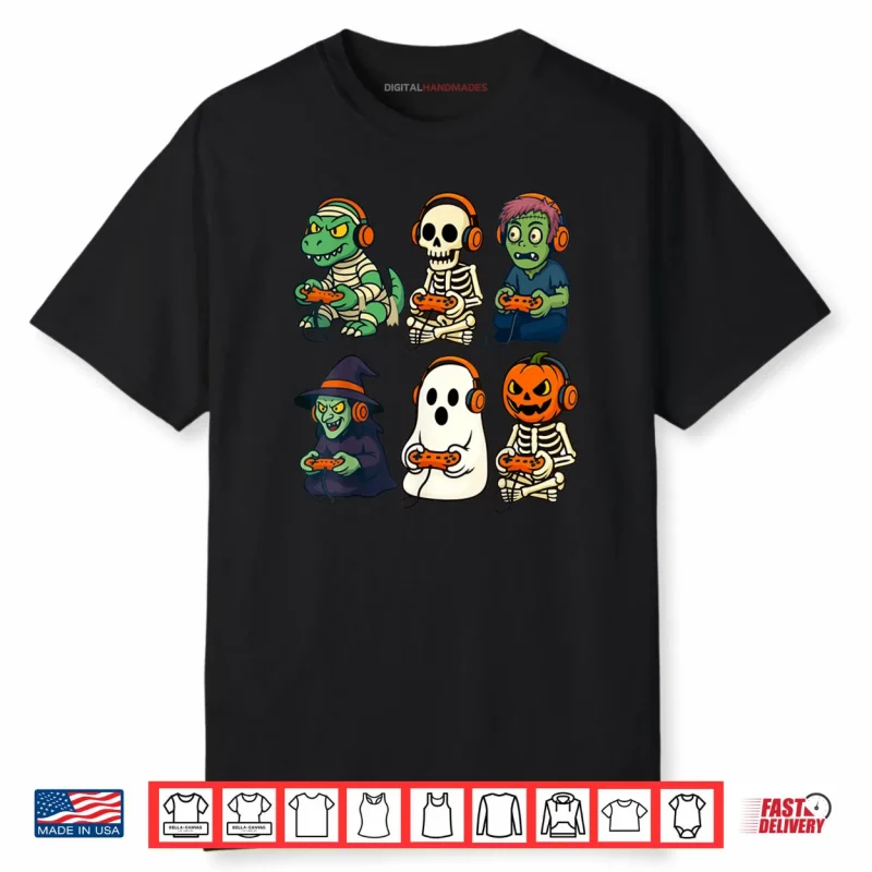 Halloween Gamer Dinosaur Skeleton Ghost Witch Shirt