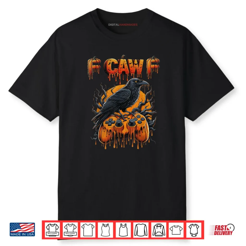 Halloween Gamer Pumpkin Dripping Gaming Crow Raven Bird Drip Shirt 1 Halloween Gamer Pumpkin Dripping Gaming Crow Raven Bird Drip Shirt