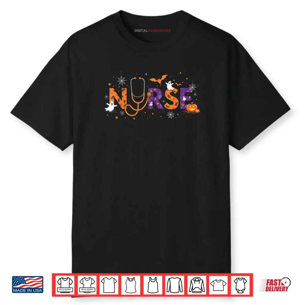 Halloween Nurse 2025 Funny Letter Nursing School Life Fall Shirt