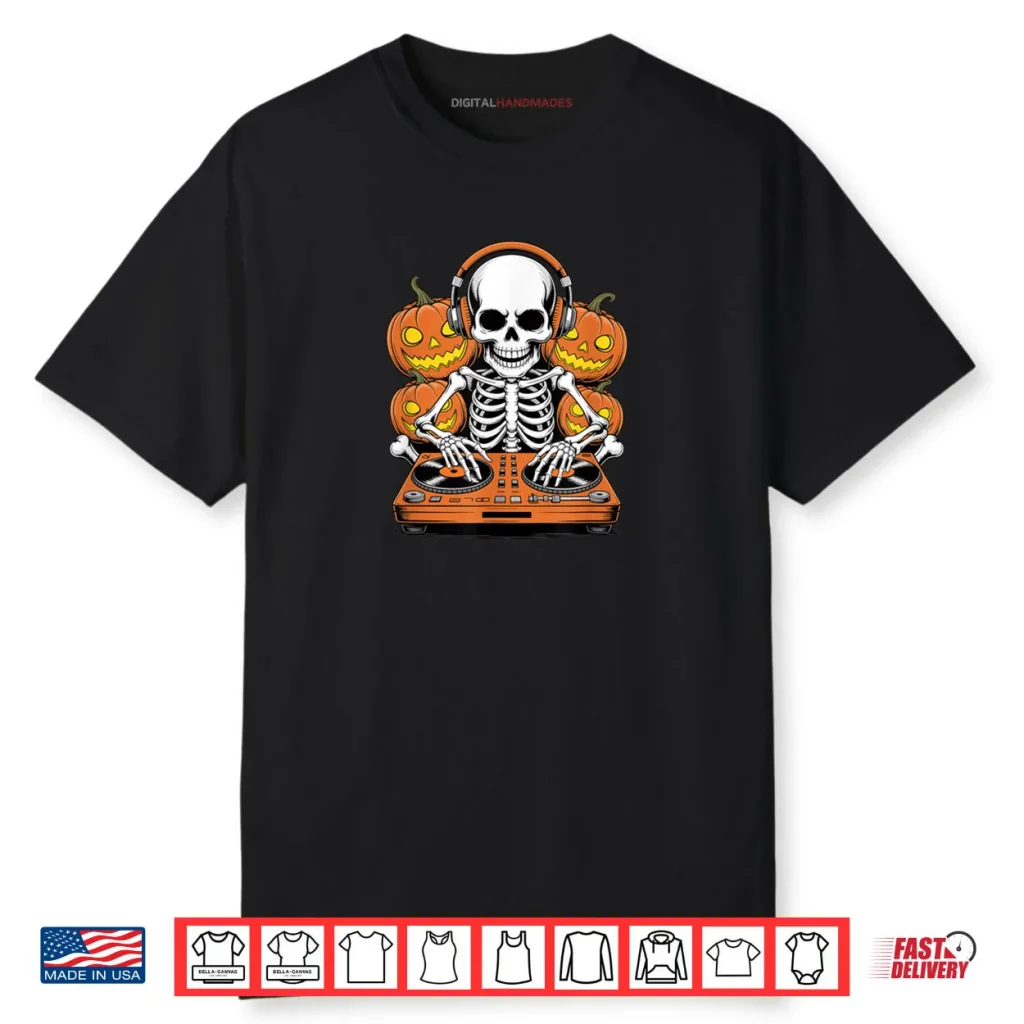 Halloween Skeleton DJ Music Disc Jockey Shirt 1 Halloween Skeleton DJ Music Disc Jockey Shirt