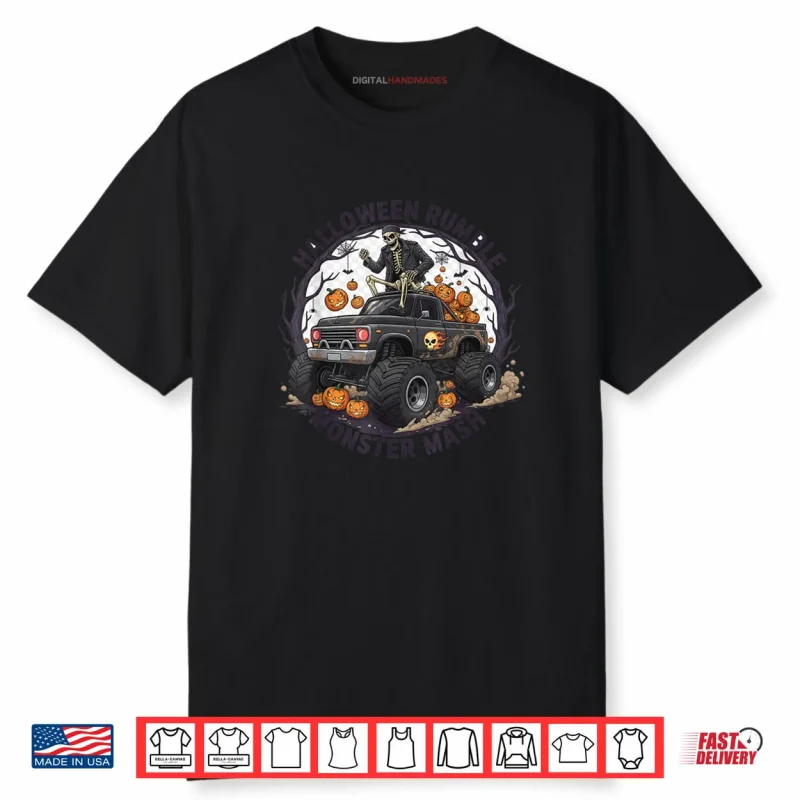 Halloween Skeleton Riding A Monster Truck Shirt