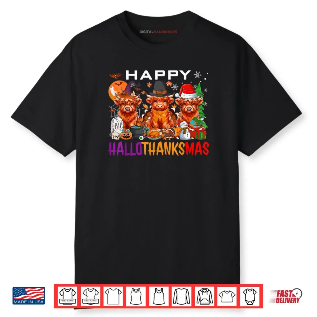 Happy Hallothanksmas Cows Halloween Thanksgiving Christmas Shirt 1 Happy Hallothanksmas Cows Halloween Thanksgiving Christmas Shirt