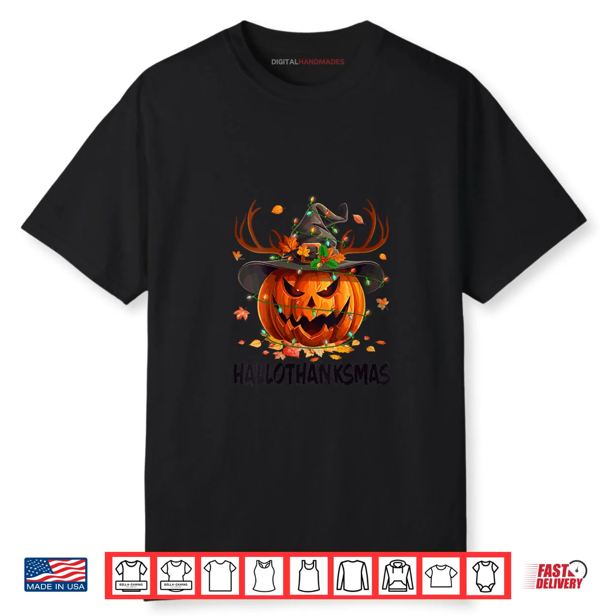 Happy Hallothanksmas Pumpkin Halloween Thanksgiving Xmas Shirt
