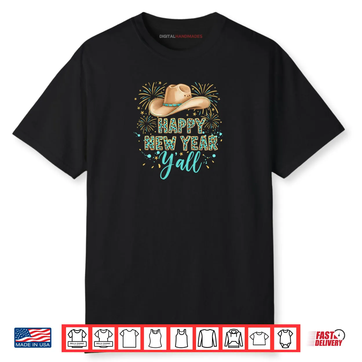 Happy New Year Y’all Western New Years Eve Cowgirl Shirt
