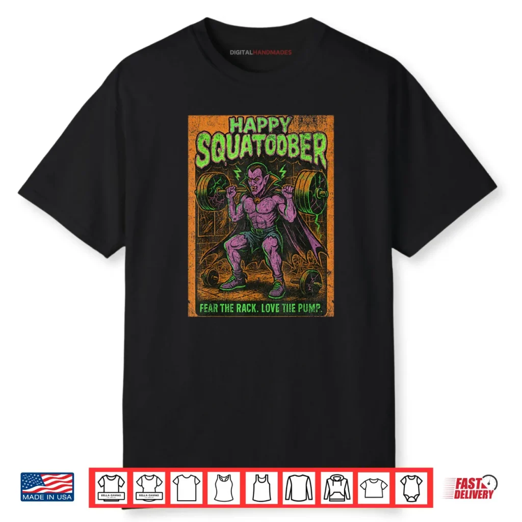 Happy Squatober Leg Day Challenge Vintage Halloween Monster Shirt 1 Happy Squatober Leg Day Challenge Vintage Halloween Monster Shirt