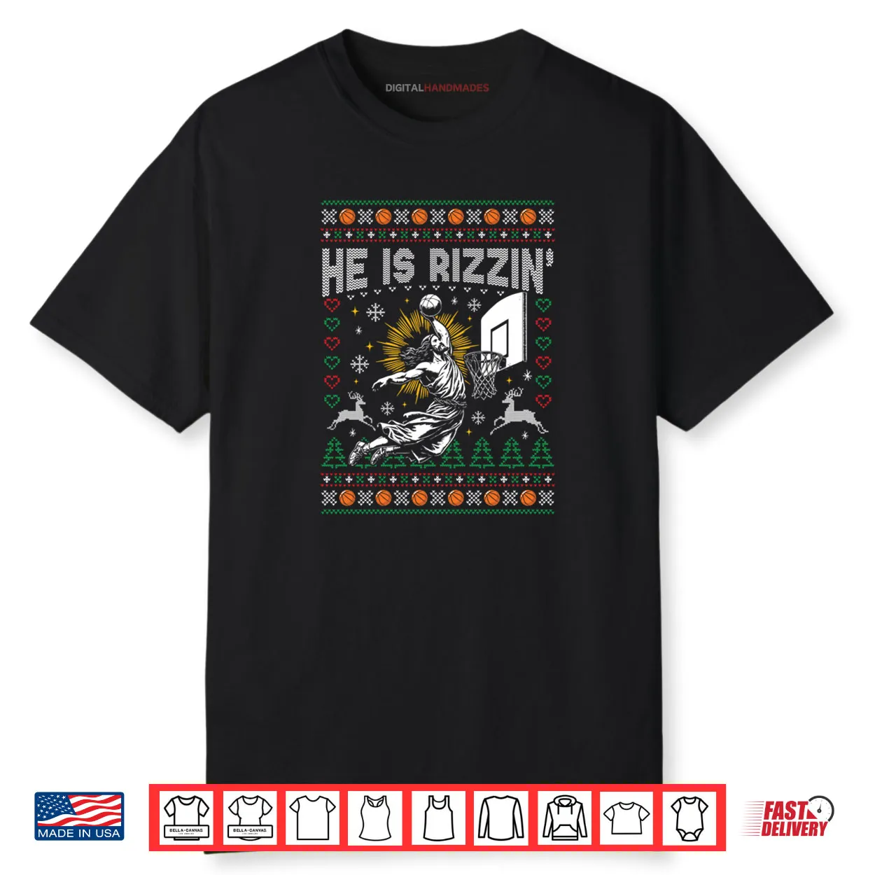 He Is Rizzin Christian Religious Christmas Ugly Sweater Shirt