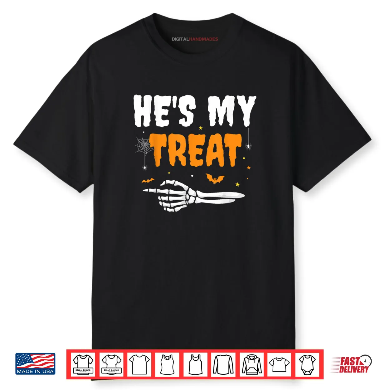 He’s My Treat Funny Skeleton Halloween Matching Couples Shirt