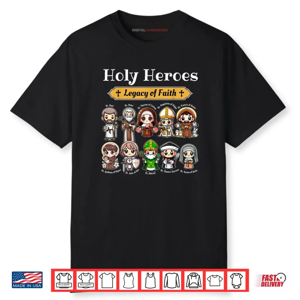 Holy Heroes Legacy of Faith Catholic Saints Collection Chibi Shirt 1 Holy Heroes Legacy of Faith Catholic Saints Collection Chibi Shirt