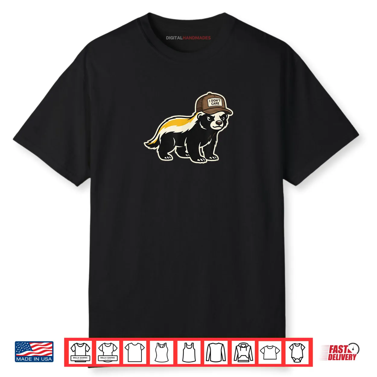 Honey Badger I Don’t Care Trucker Funny Animal Art Shirt