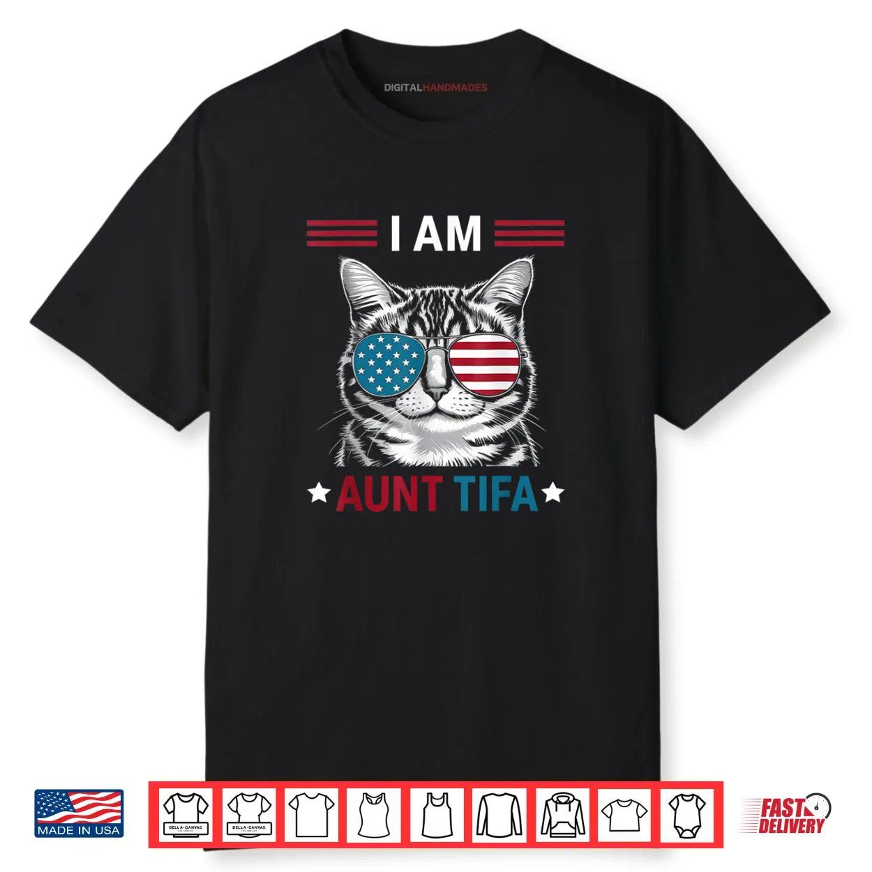 I Am Aunt Tifa Cat Patriotic Shirt