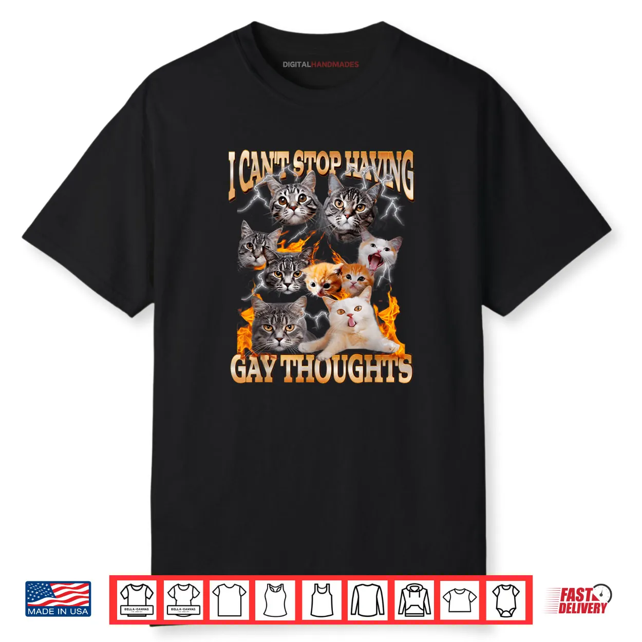 I Can’t Stop Having Gay Thoughts Funny Cat Meme Bootleg Shirt