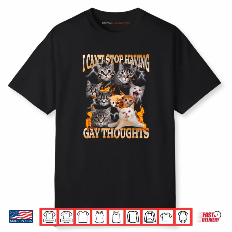 I Can’t Stop Having Gay Thoughts Funny Cat Meme Bootleg Shirt