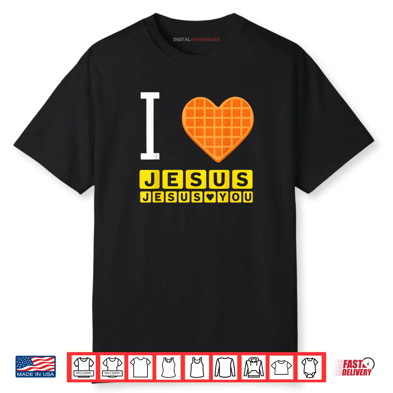 I Love Jesus Waffle Heart Funny Christian Shirt