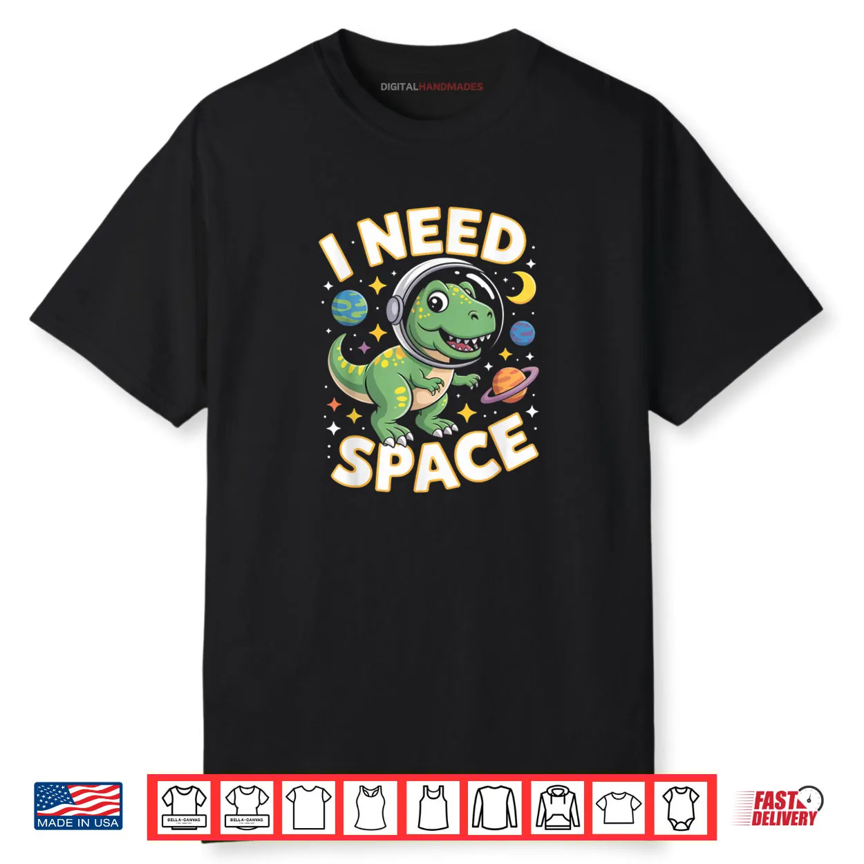 I Need Space T Rex Astronaut Outterspace Shirt