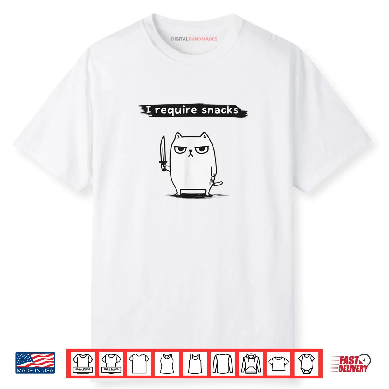 I Require Snacks Angry Cat Meme Shirt