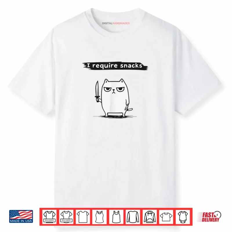 I Require Snacks Angry Cat Meme Shirt
