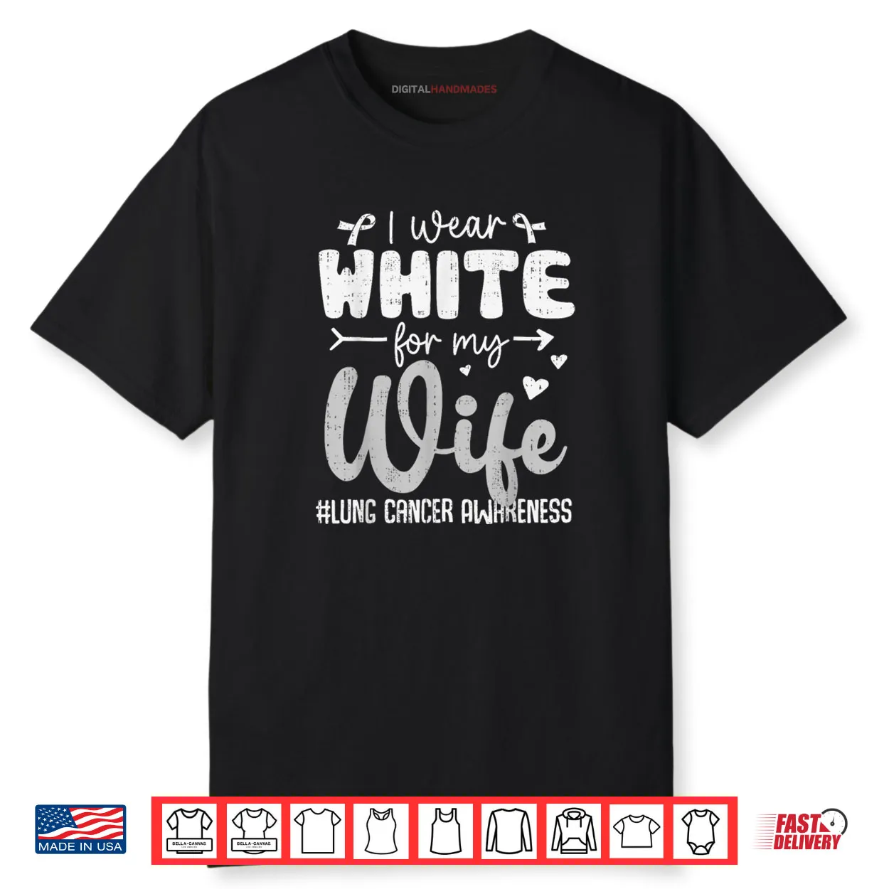I Wear White for Wife Lung Cancer Awareness White Ribbon Shirt
