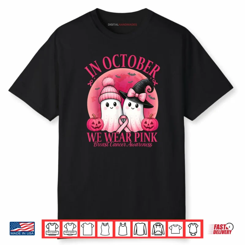 In October We Wear Pink Breast Cancer Halloween for Women Shirt