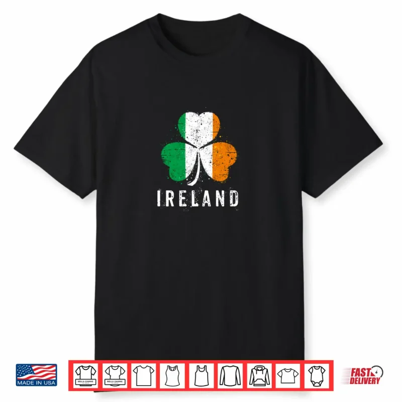 Ireland Flag on Shamrock for Proud Irish on St Patrick’s Day Shirt