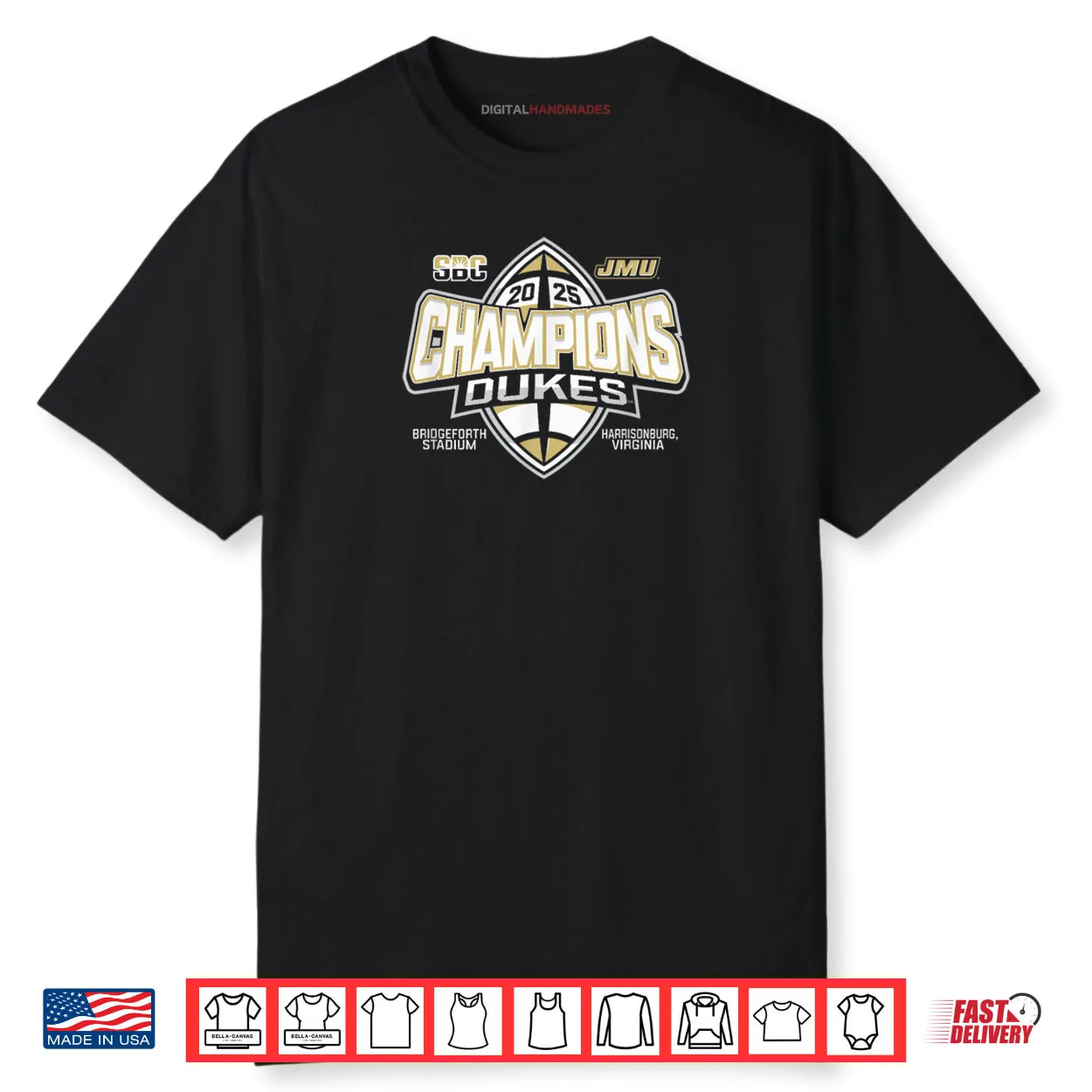 James Madison Dukes Sun Belt Champs 2025 Football Shirt