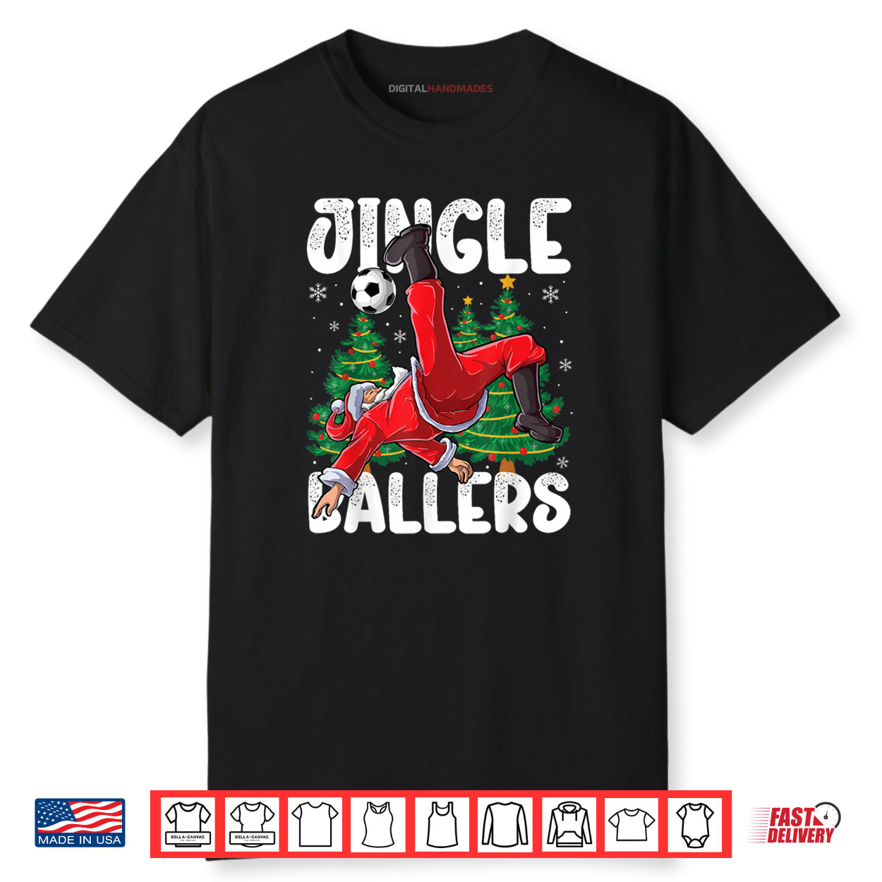 Jingle Ballers Santa Football Christmas Soccer Plaid Shirt