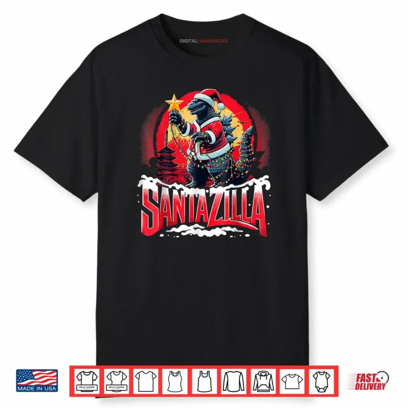 Kaiju Christmas Santazilla Japanese Monster Dinosaur Shirt