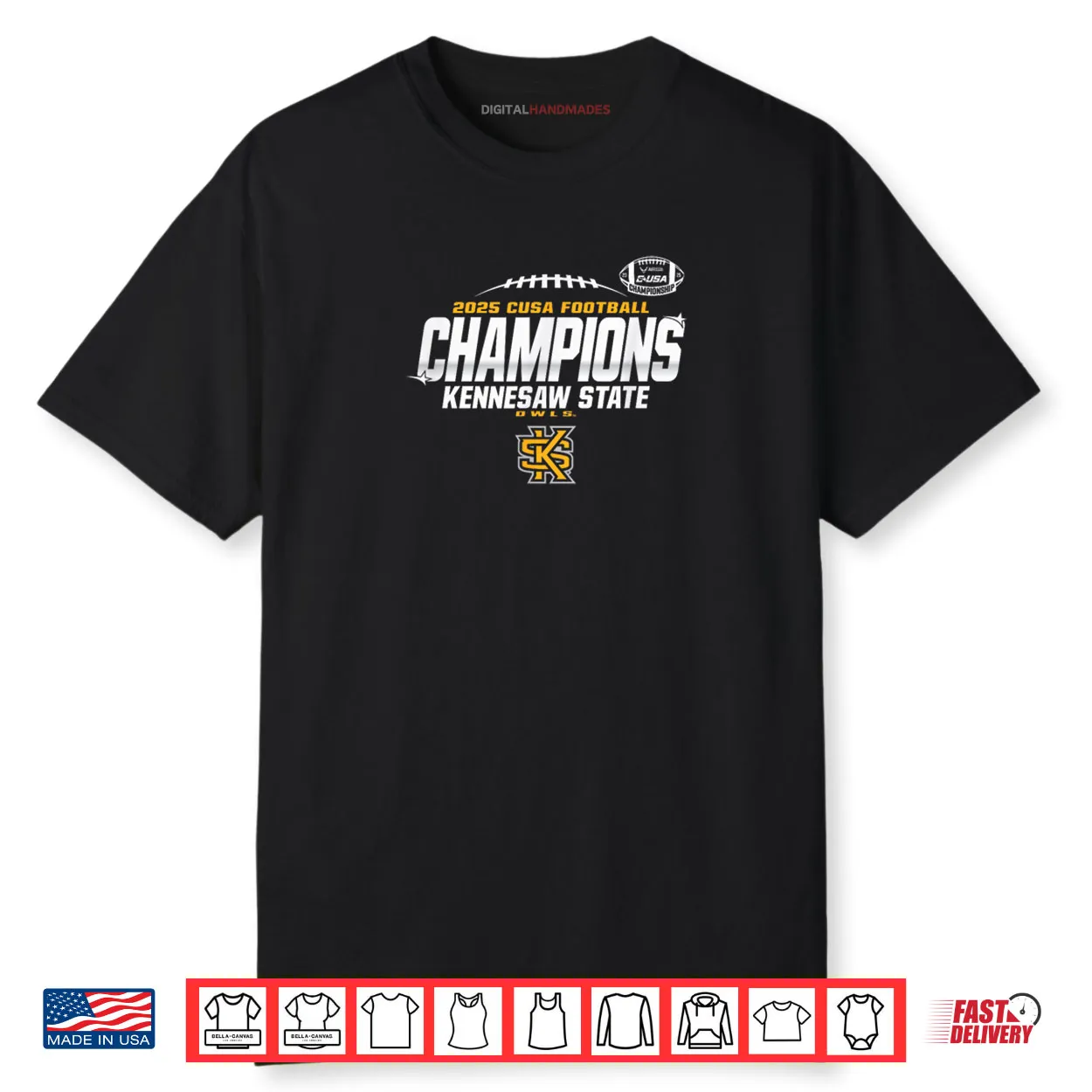 Kennesaw State Owls C USA Champs 2025 Football Locker Room Shirt